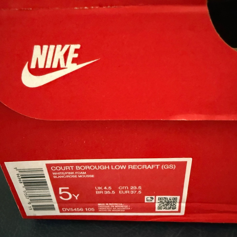 NEW Nike kids court borough low redraft sneakers shoes. Sz 5 Y/6.5 W pink white. - Picture 8 of 16